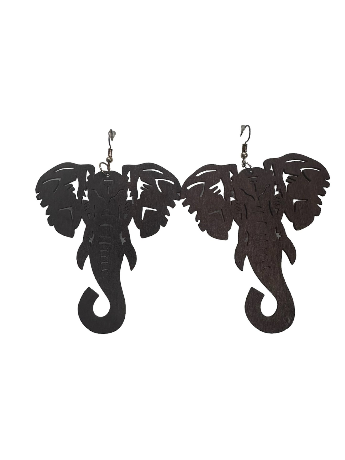 Wooden elephant head shaped earrings