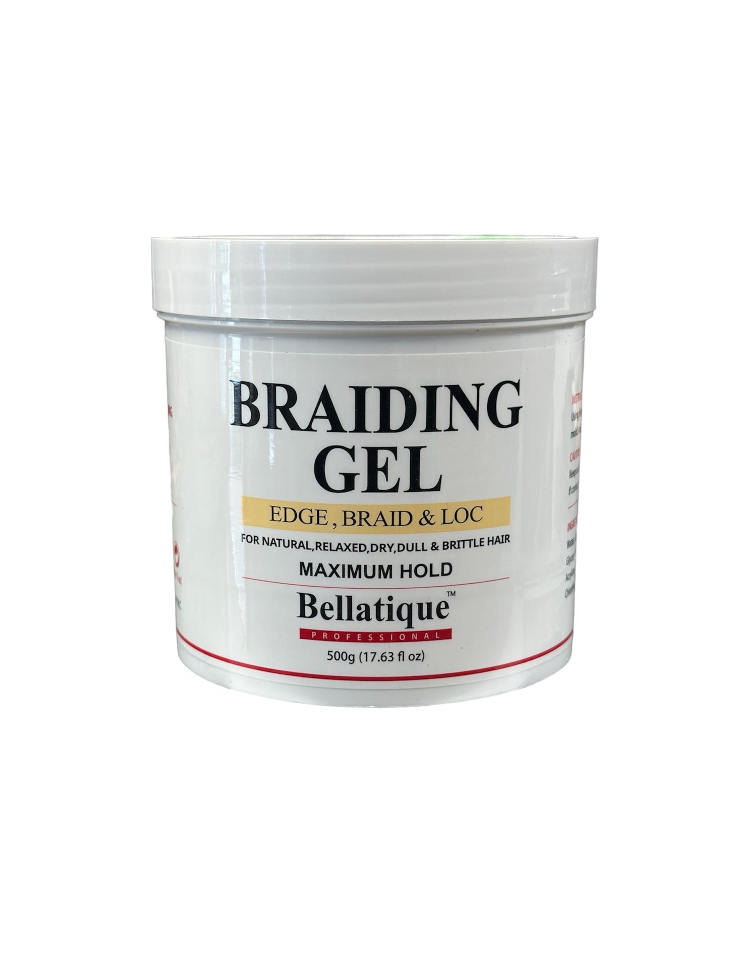 bellatique professional braiding gel for edge ,braid and loc .500g