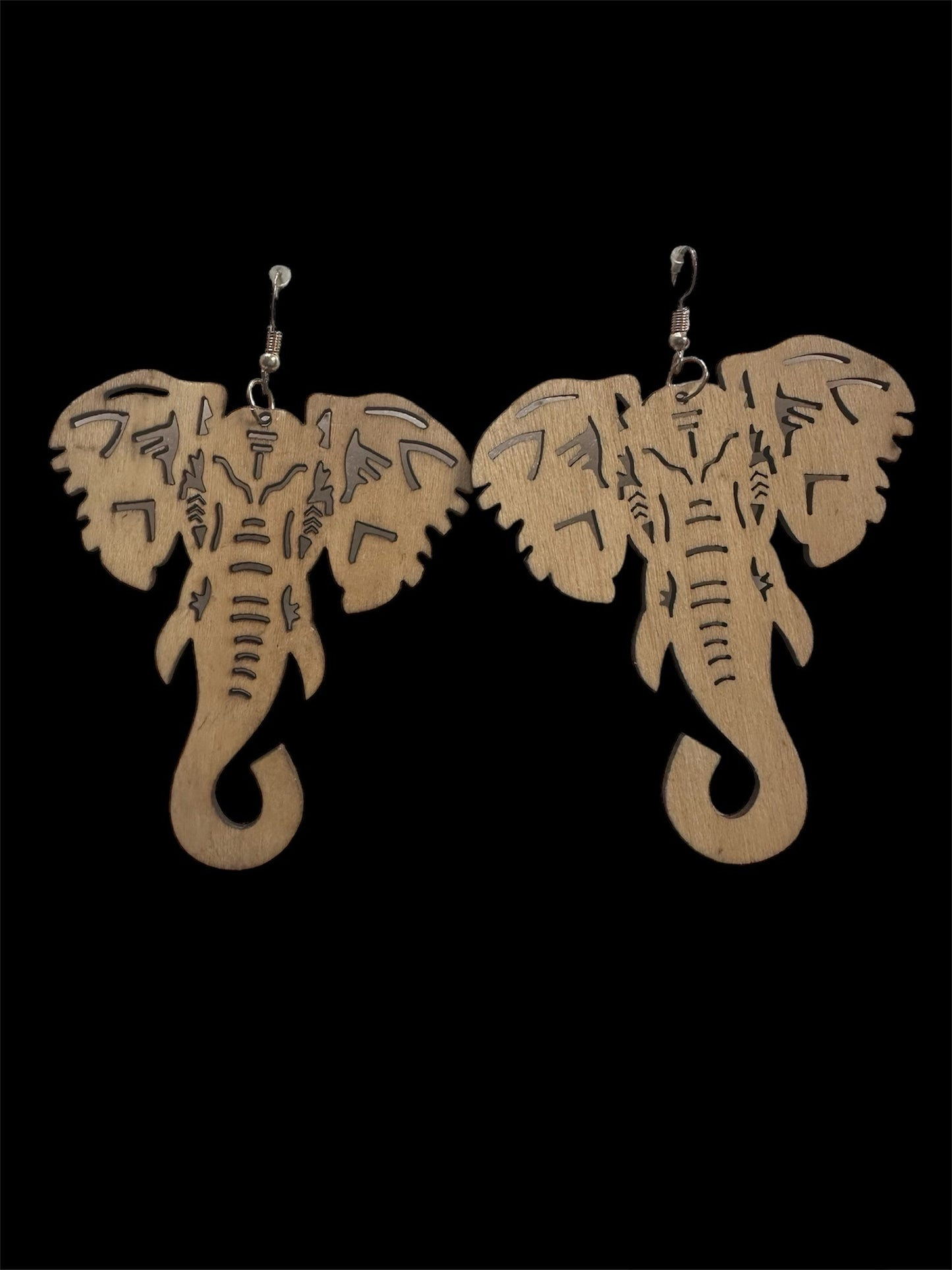 Wooden Elephant Head Earrings