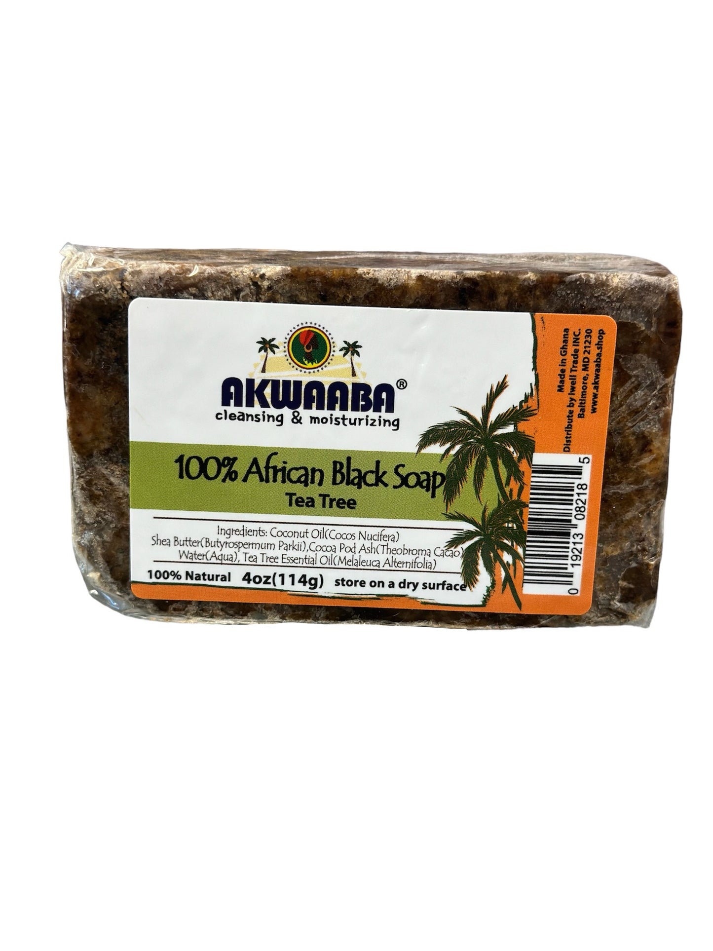 AKWAABA cleansing & moisturizing 100% African Black Soap TEA TREE
100% Natural 4z(114g)