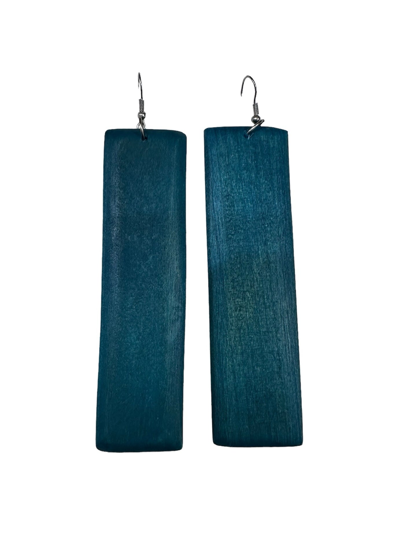 Blue wooden earrings