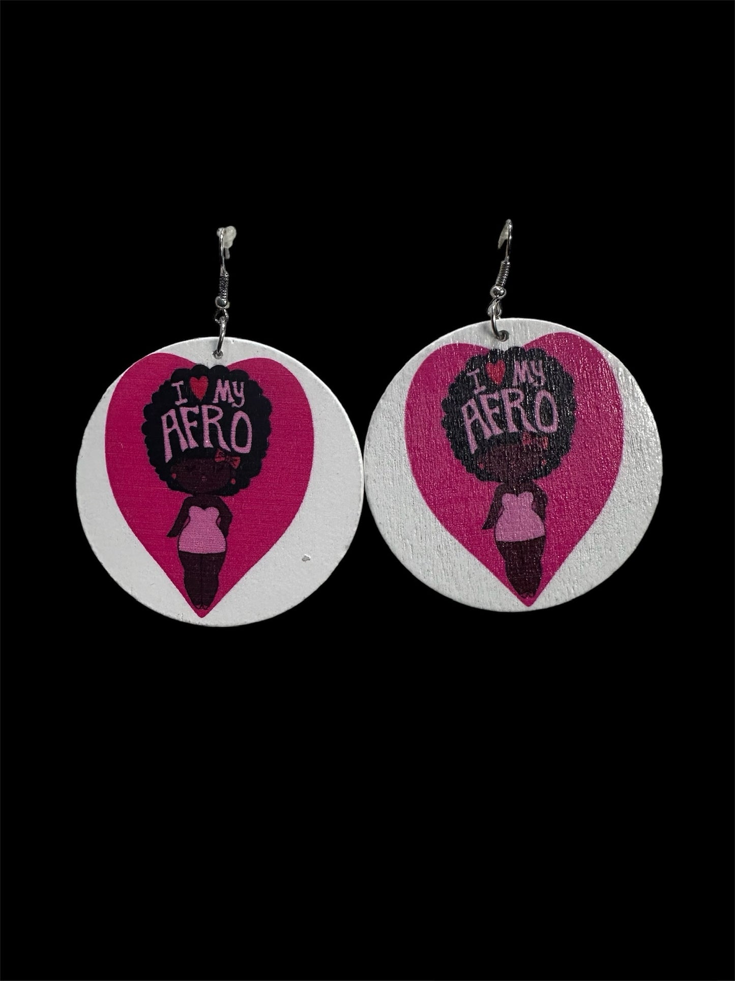 Pink & White Wooden Earrings
