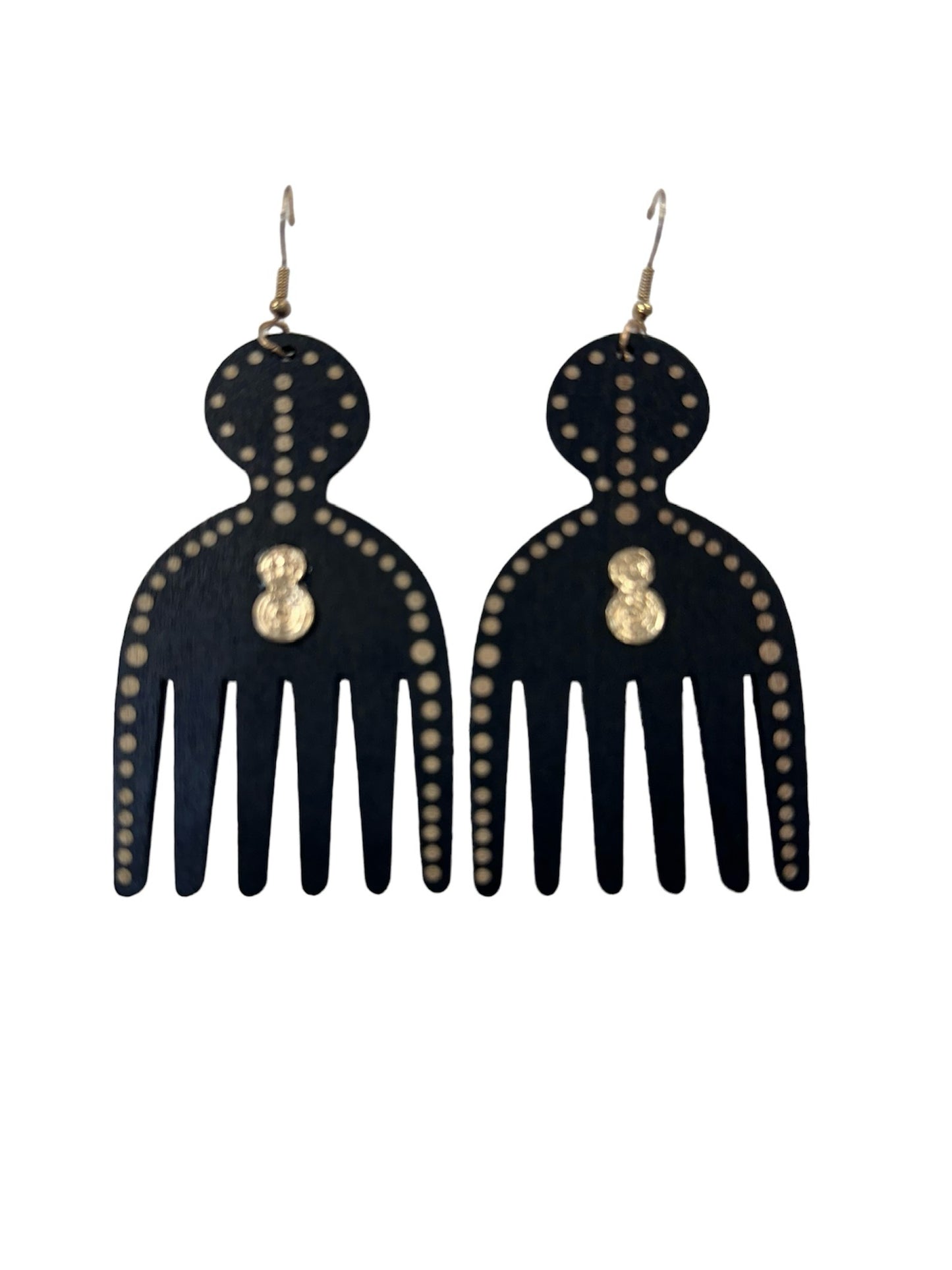 Black Wooden Pik Comb Earrings