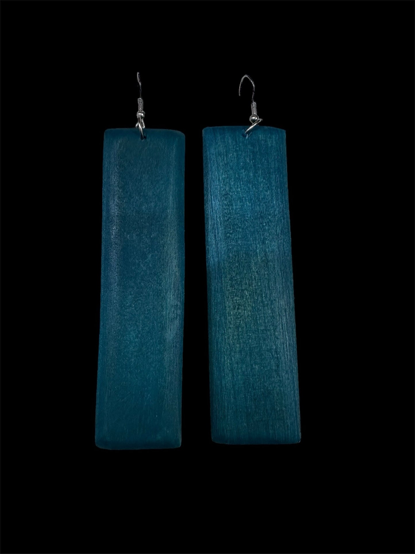 Blue wooden earrings