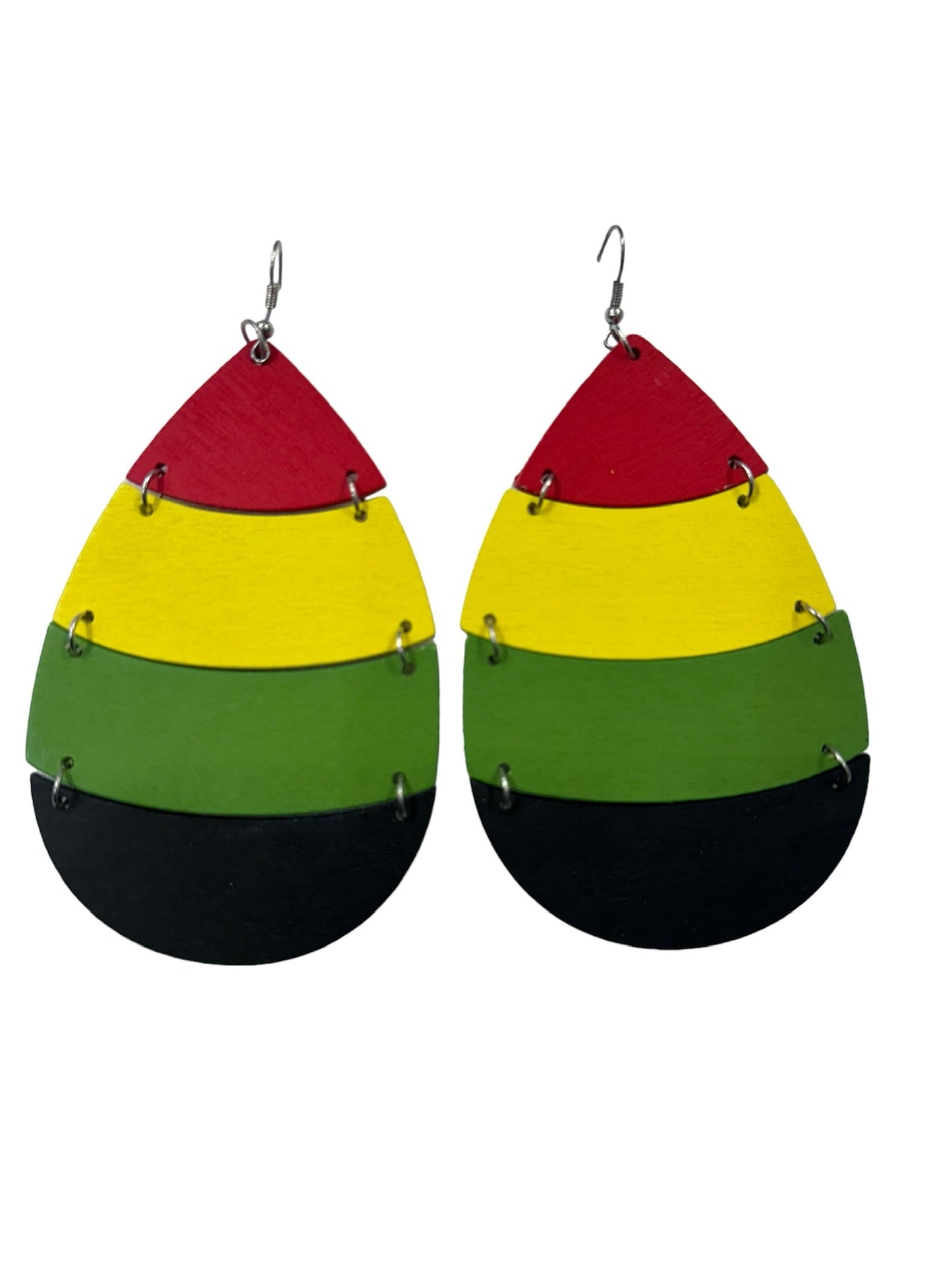 Red, Yellow, Green, & Black Wooden Earrings