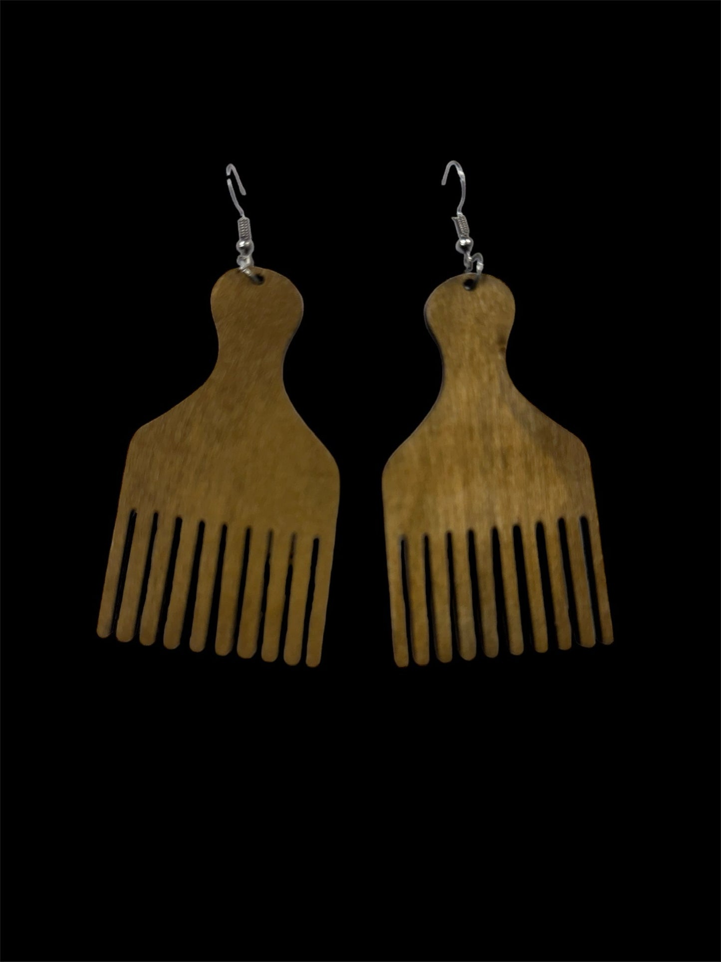 Tan Wooden Pik Comb Earrings