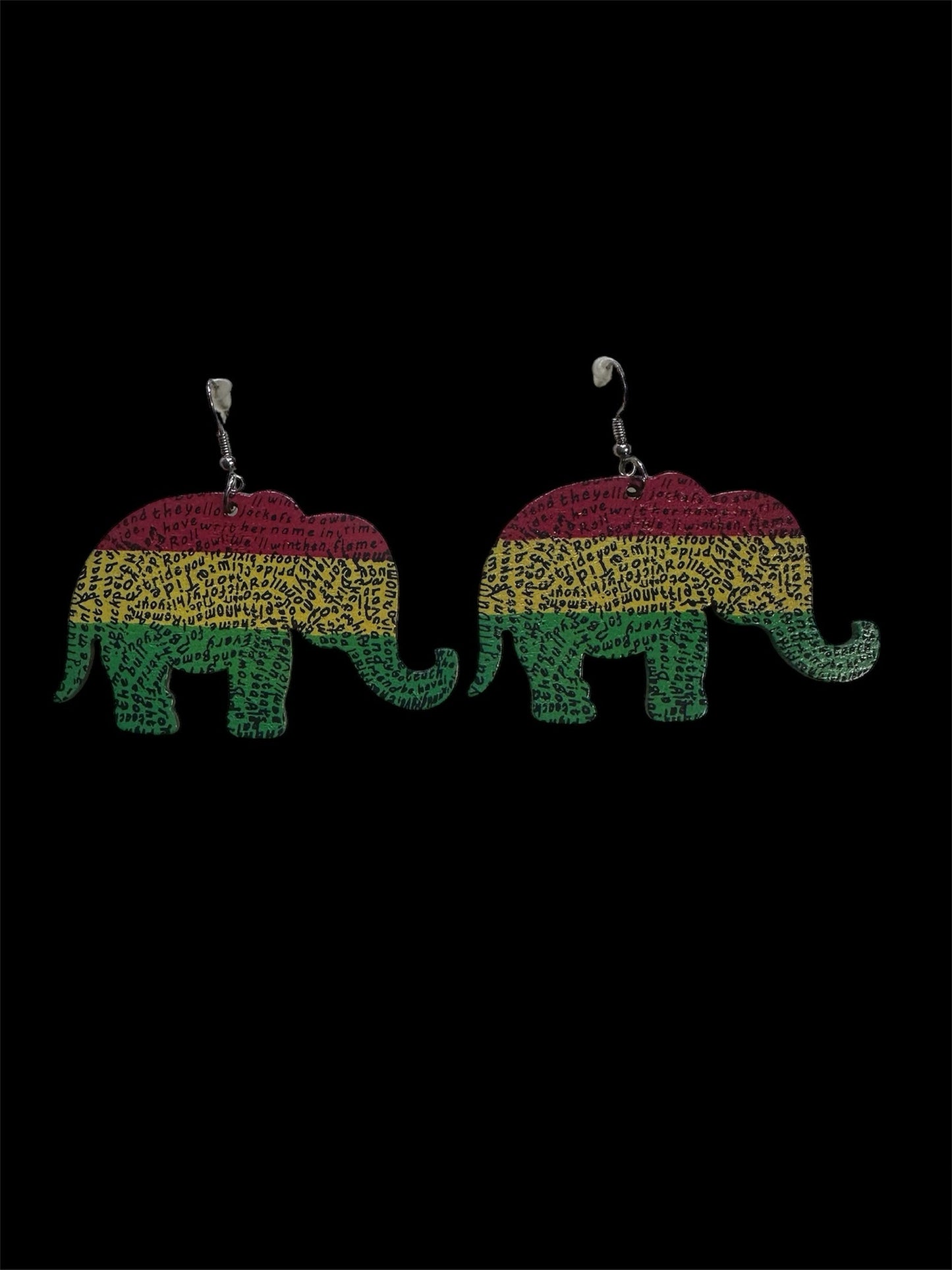 Colorful Wooden Elephant Earrings