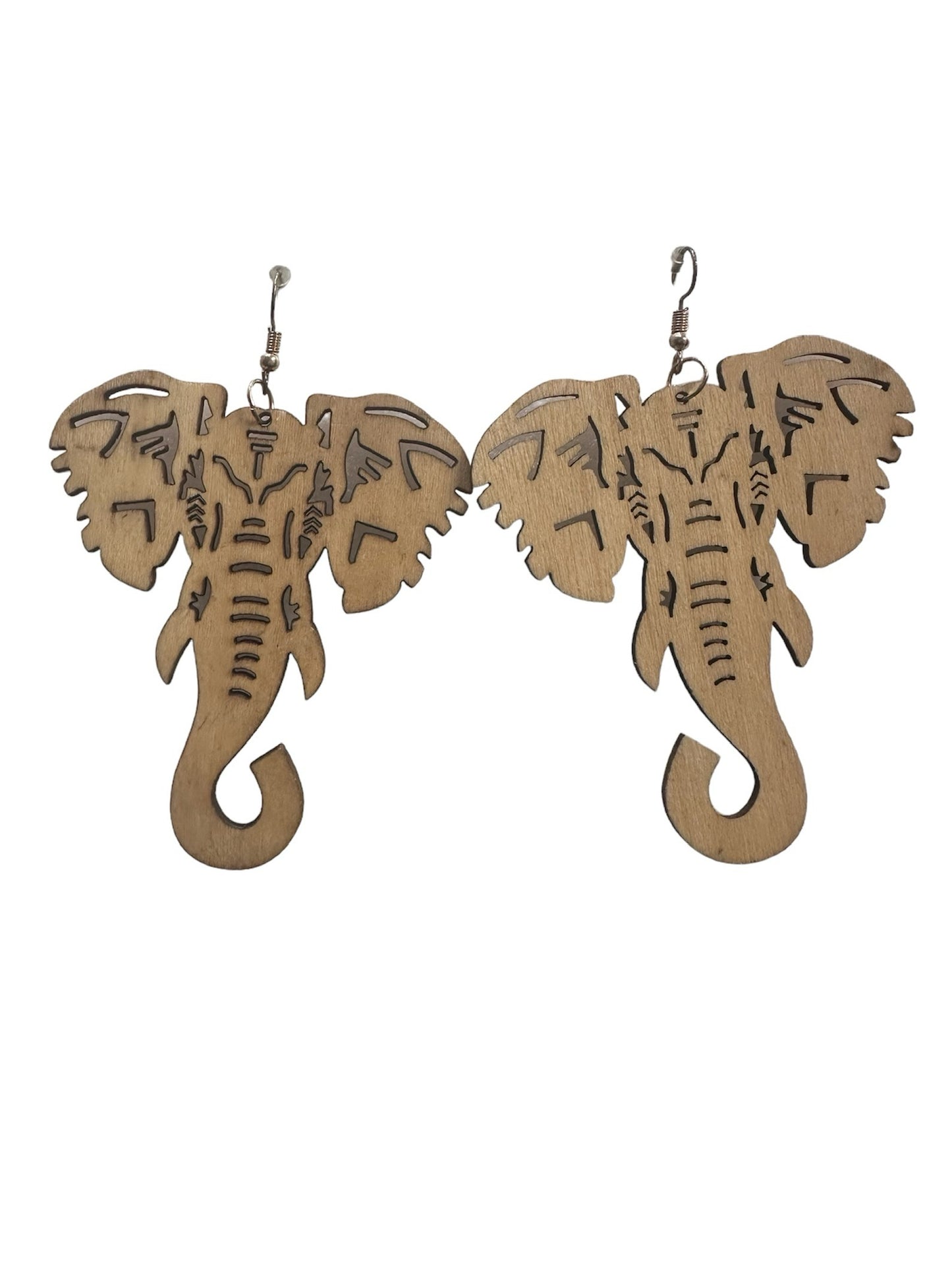 Wooden Elephant Head Earrings