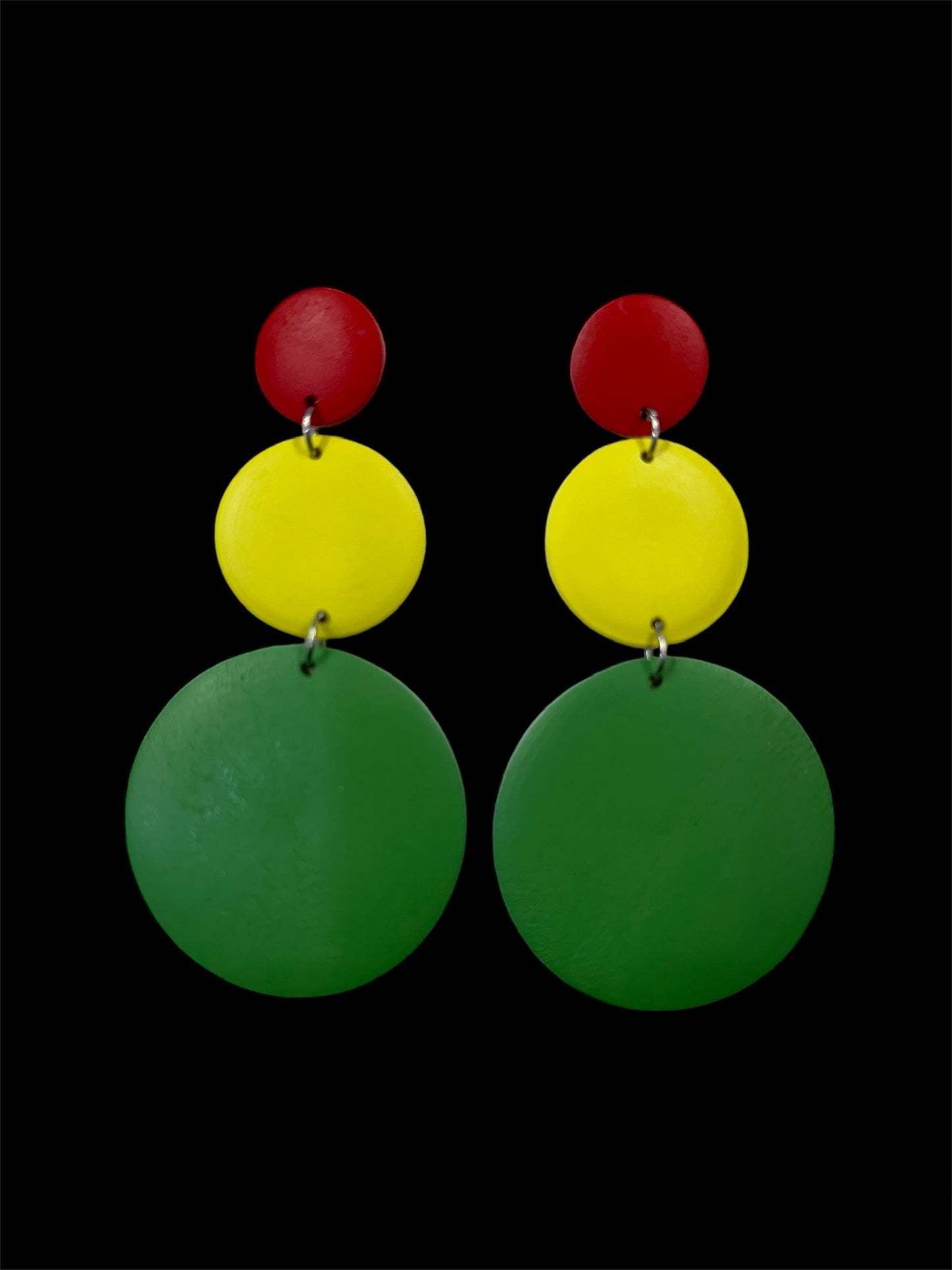 Red, Yellow & Green Wooden Earrings