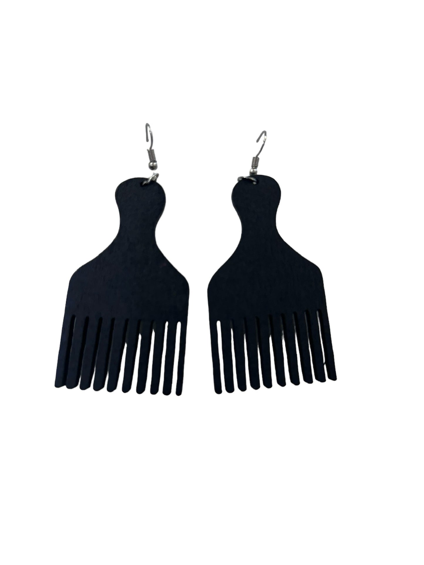Black Wooden Pik Comb Earrings