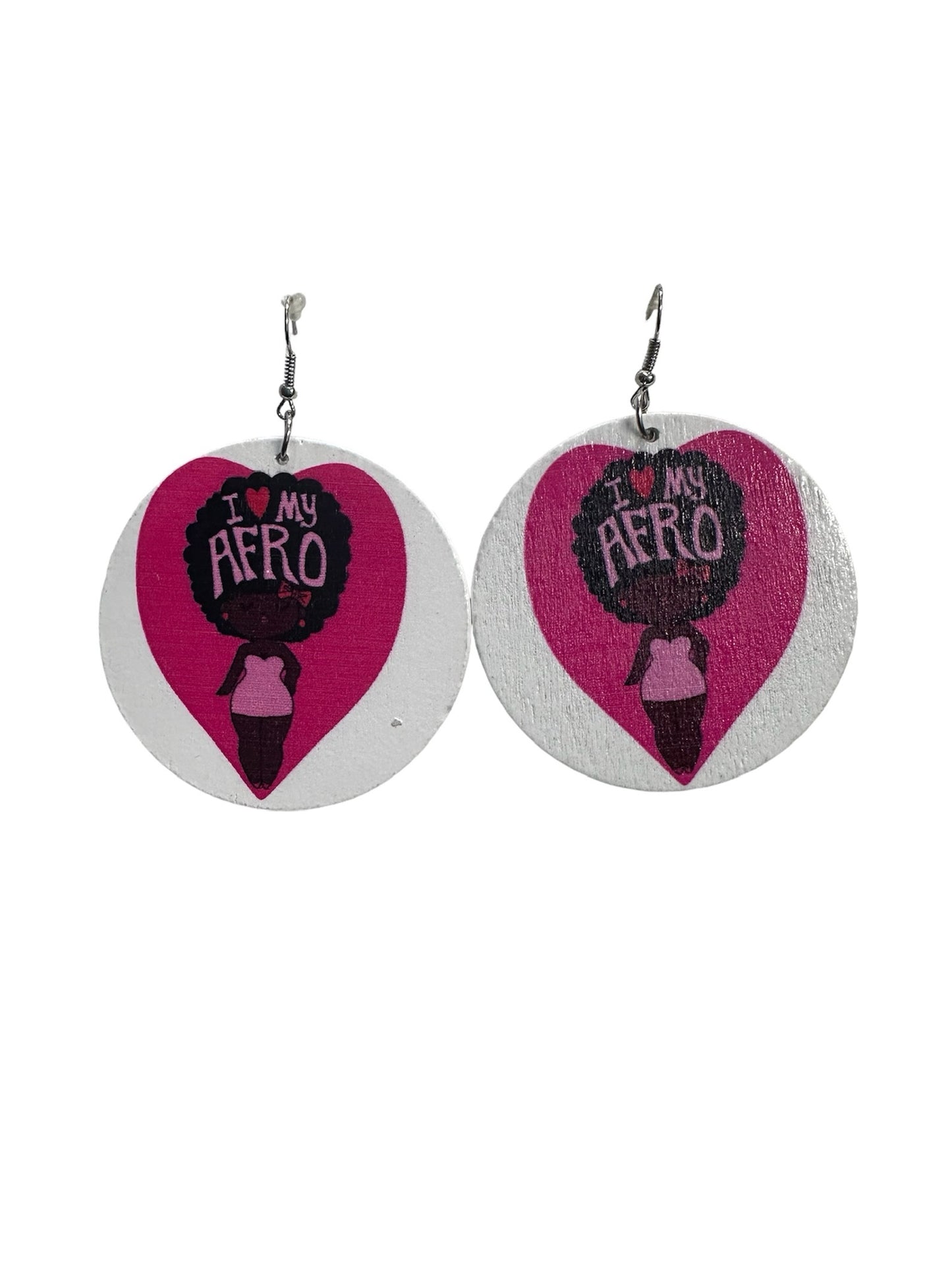 Pink & White Wooden Earrings