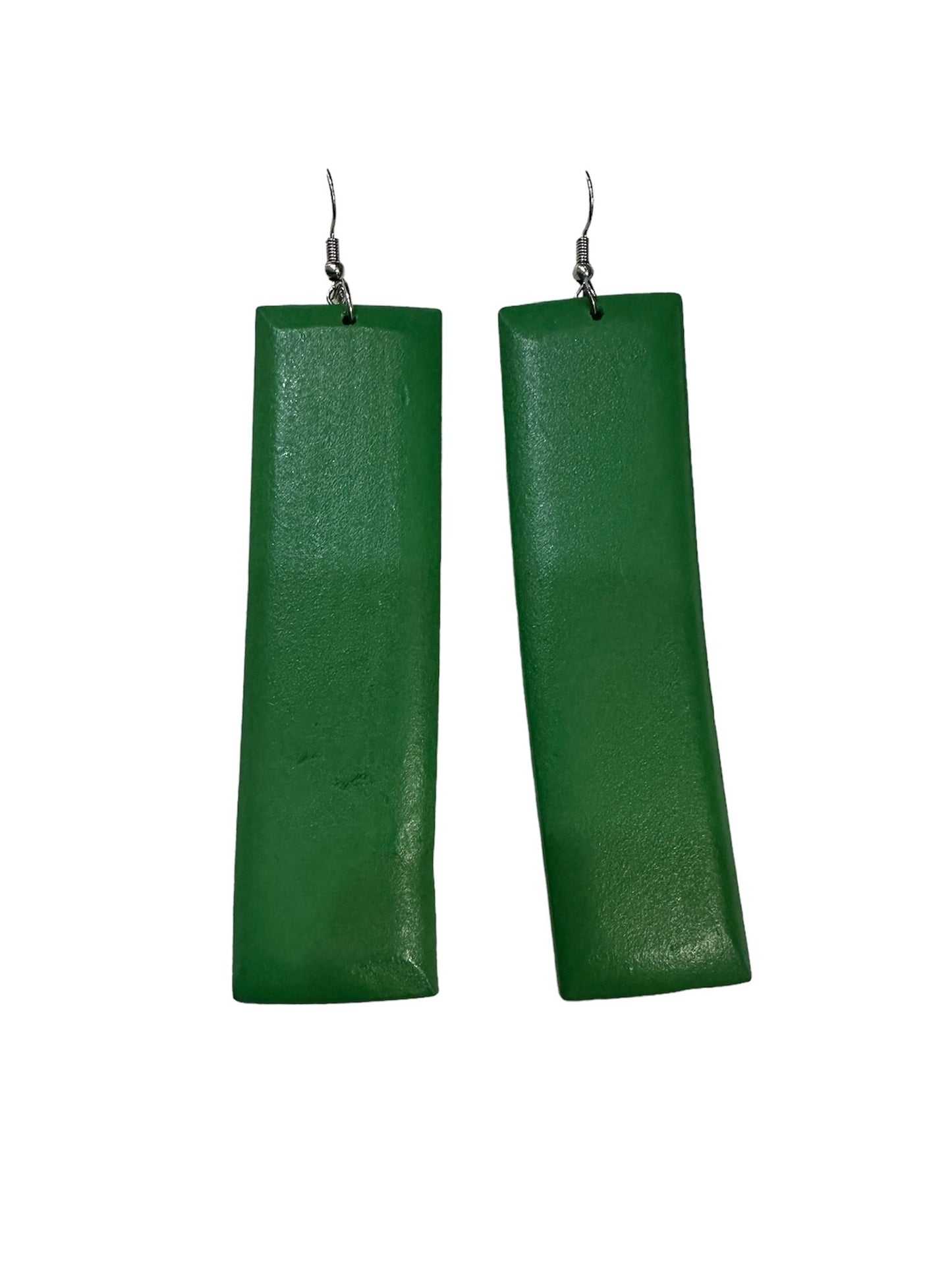 Green wooden earrings