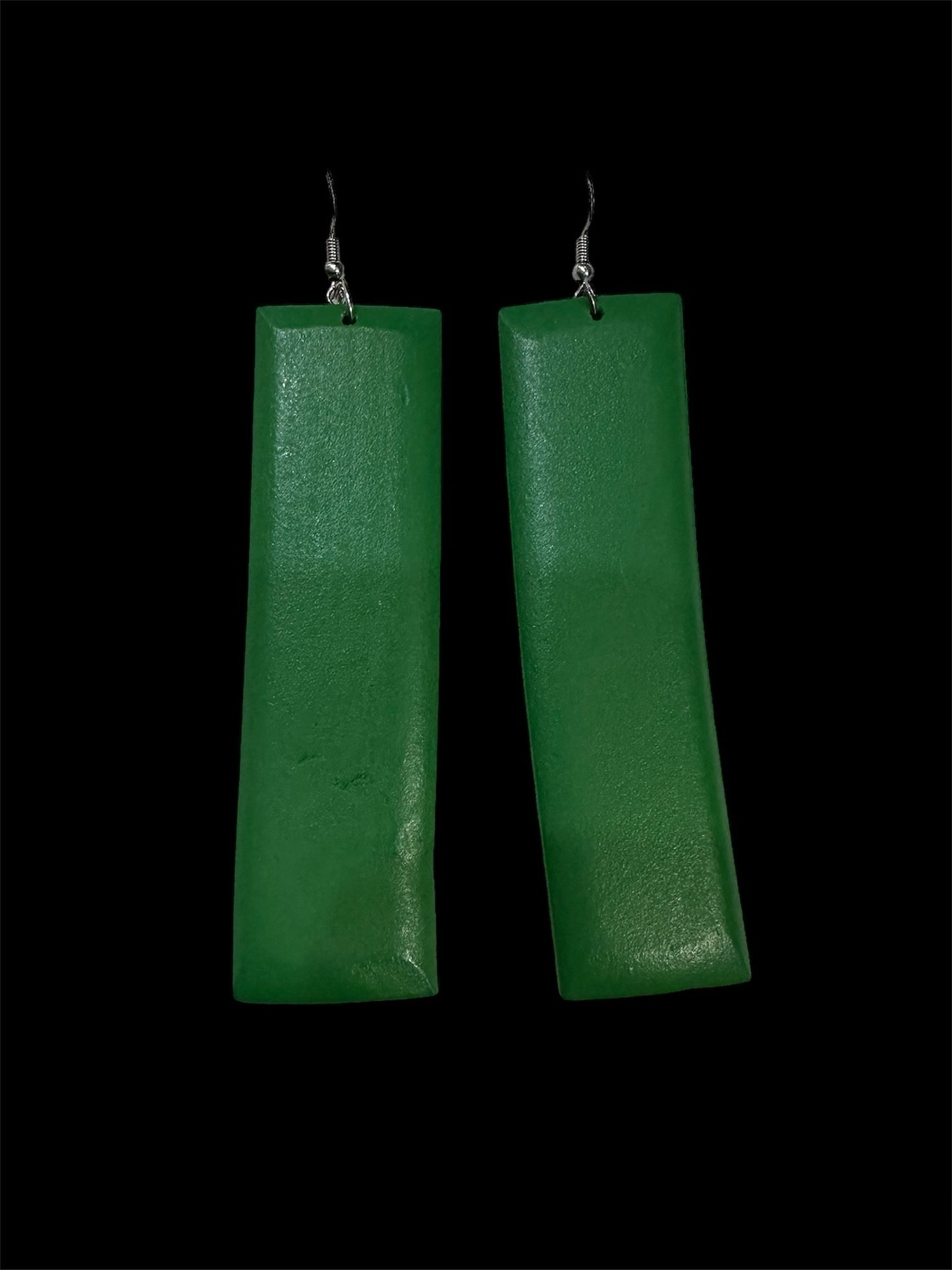 Green wooden earrings