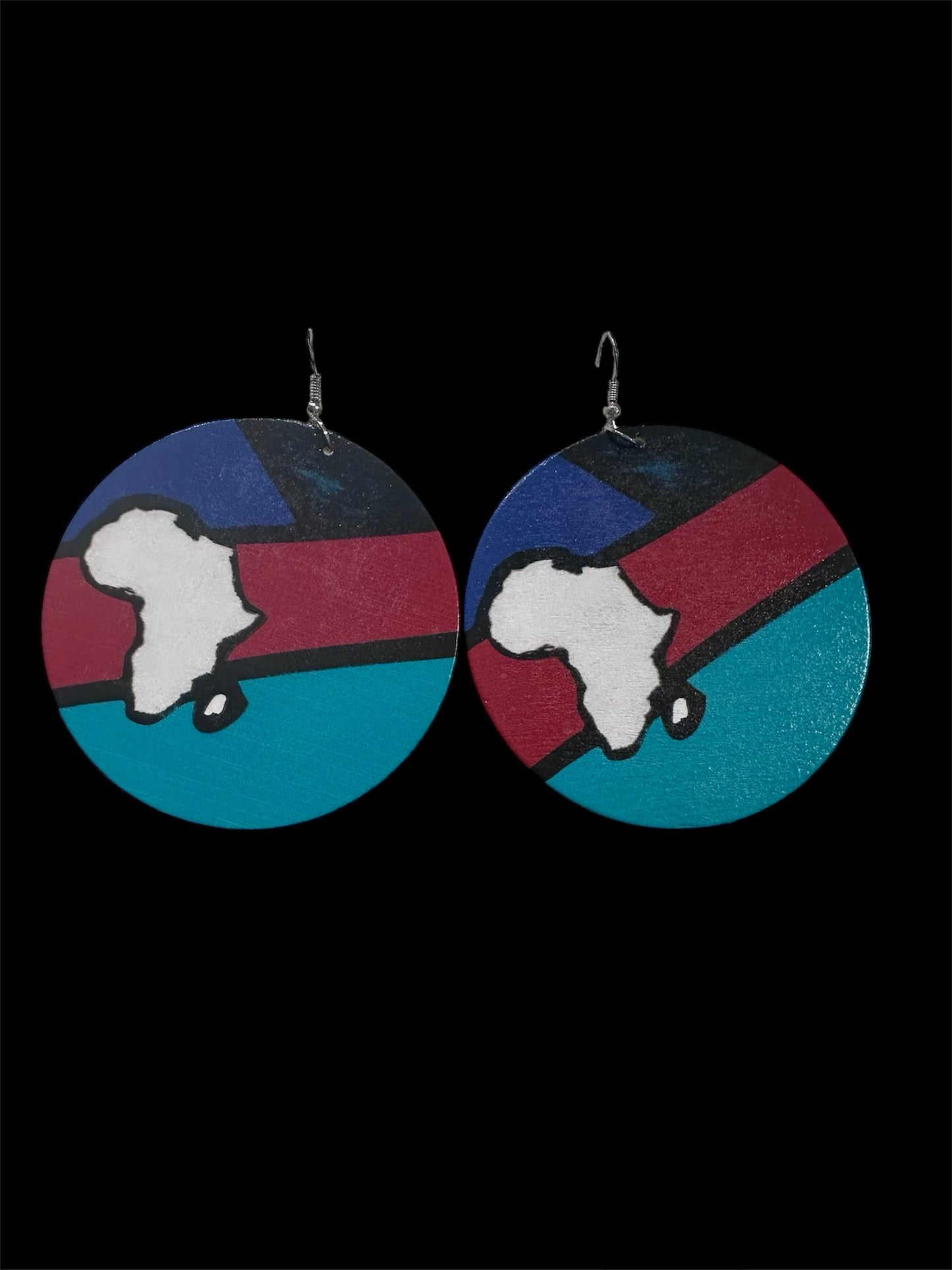 Blue & Red Wooden Earrings