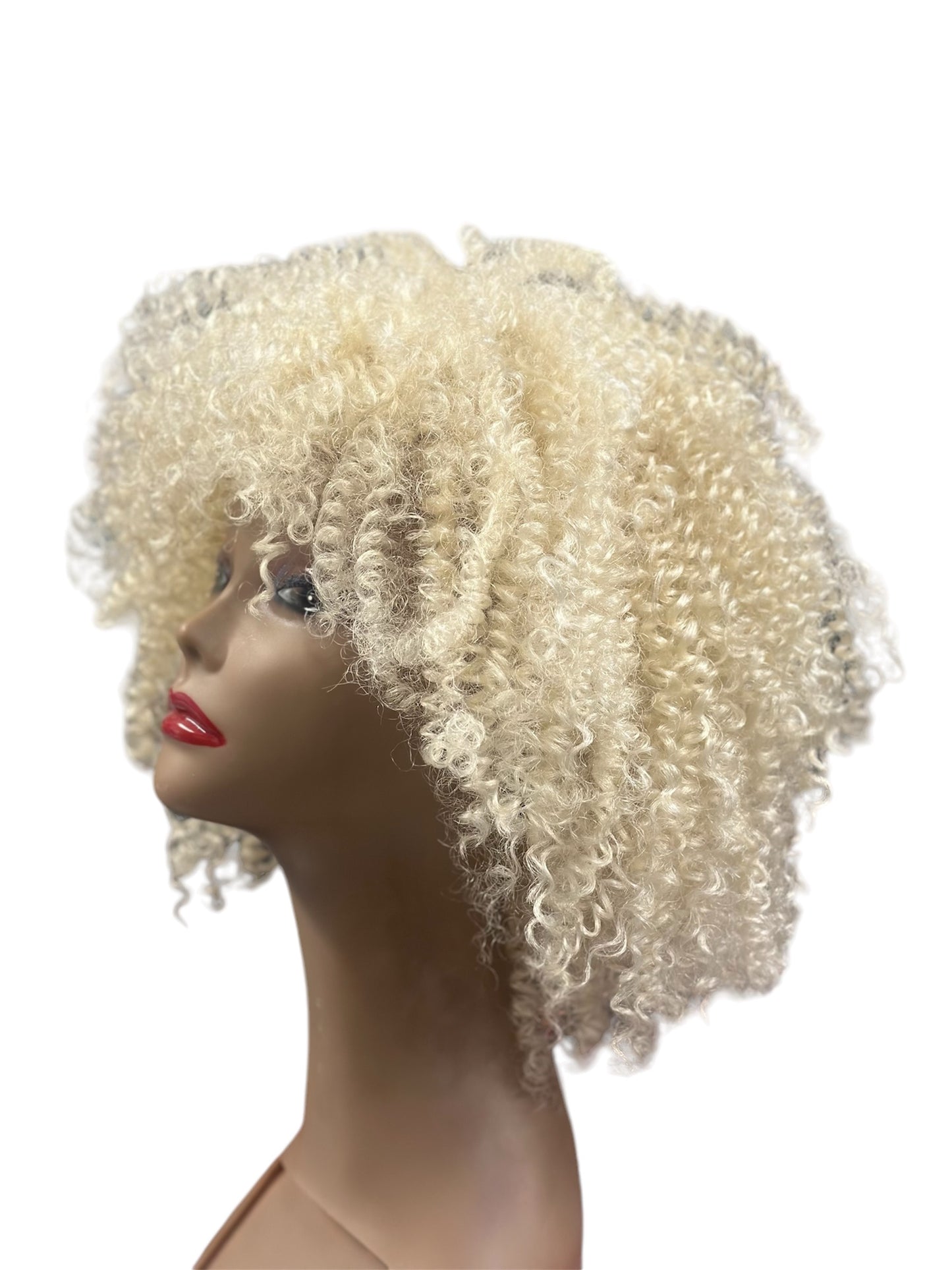 JANET NATURAL CURLY PREMIUM SYNTHETIC FIBER NATURAL AFRO LEON PLATINUM BLONDE