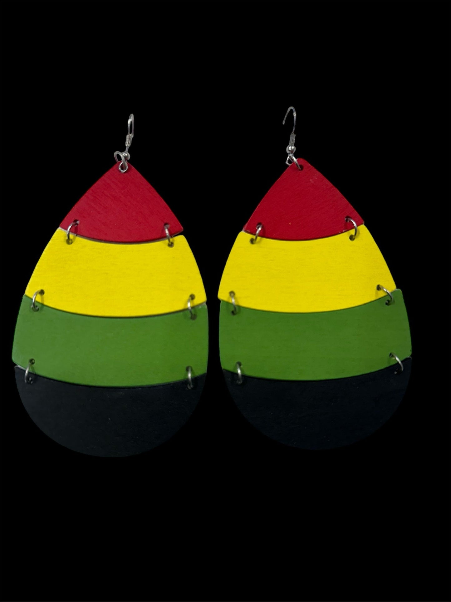 Red, Yellow, Green, & Black Wooden Earrings