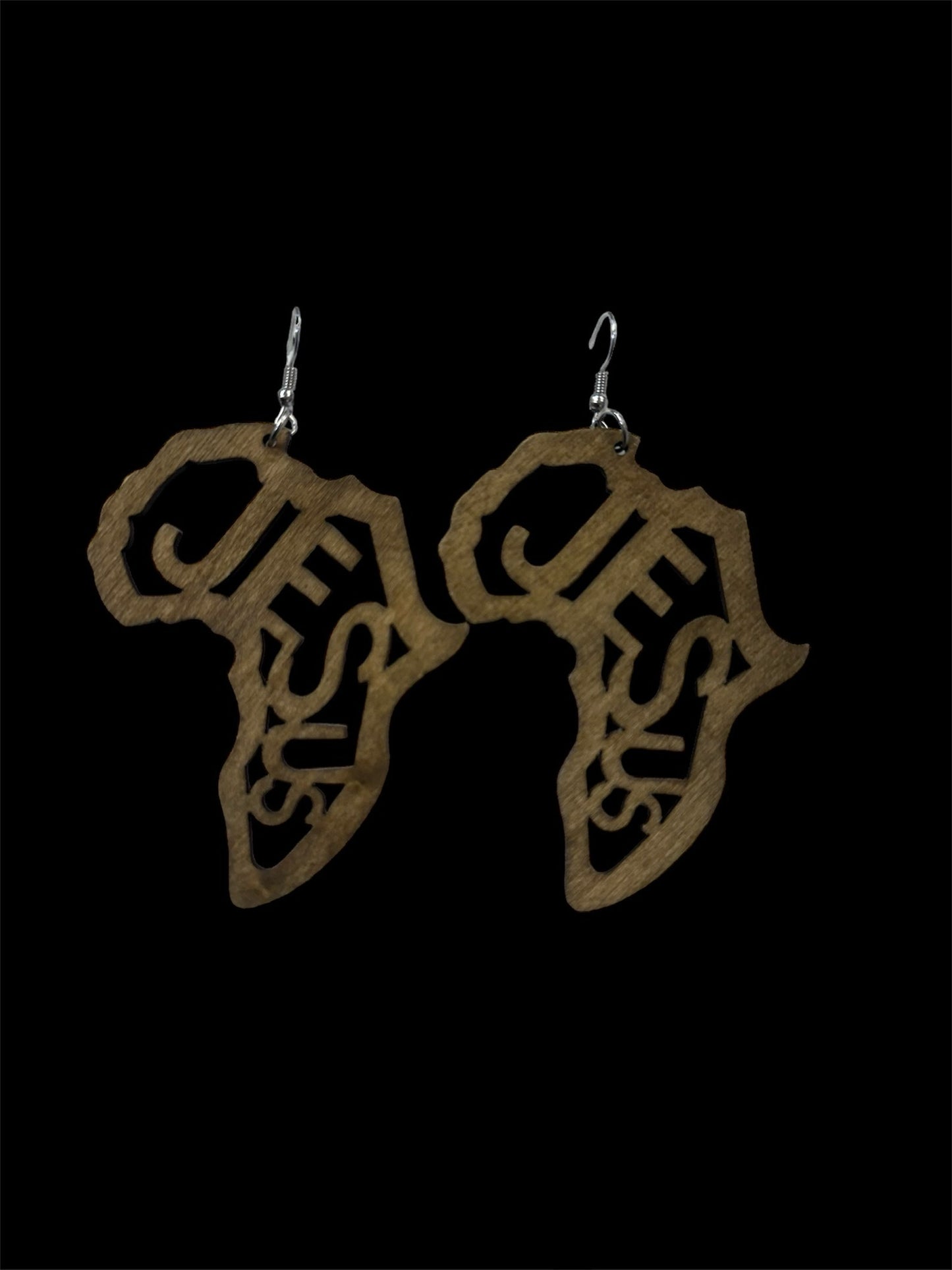 Jesus In African Wooden Earrings