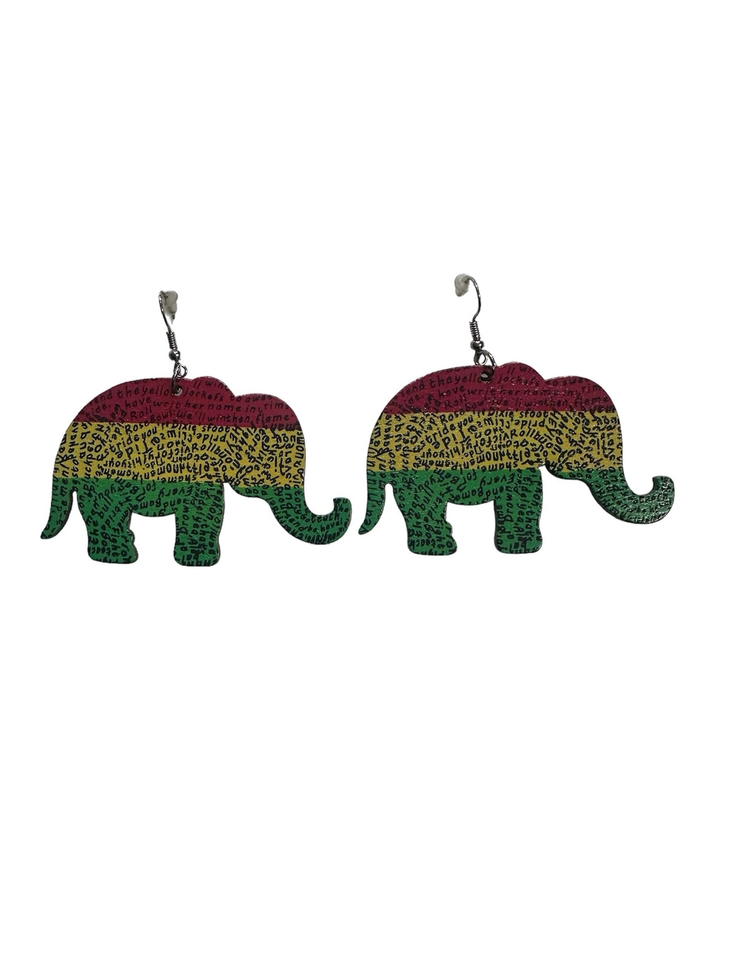 Colorful Wooden Elephant Earrings