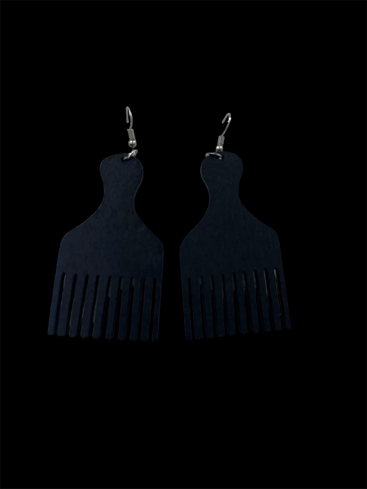 Black Wooden Pik Comb Earrings