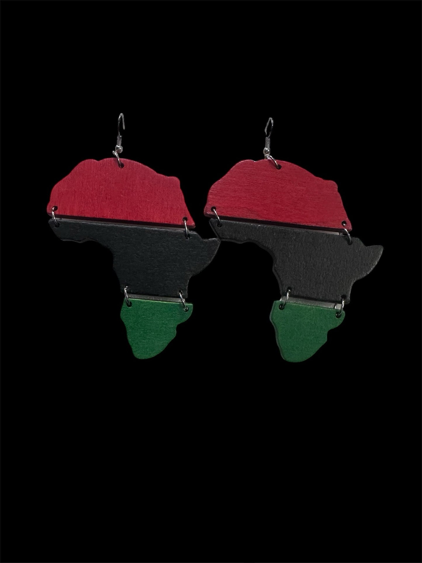 African Map Wooden Earrings