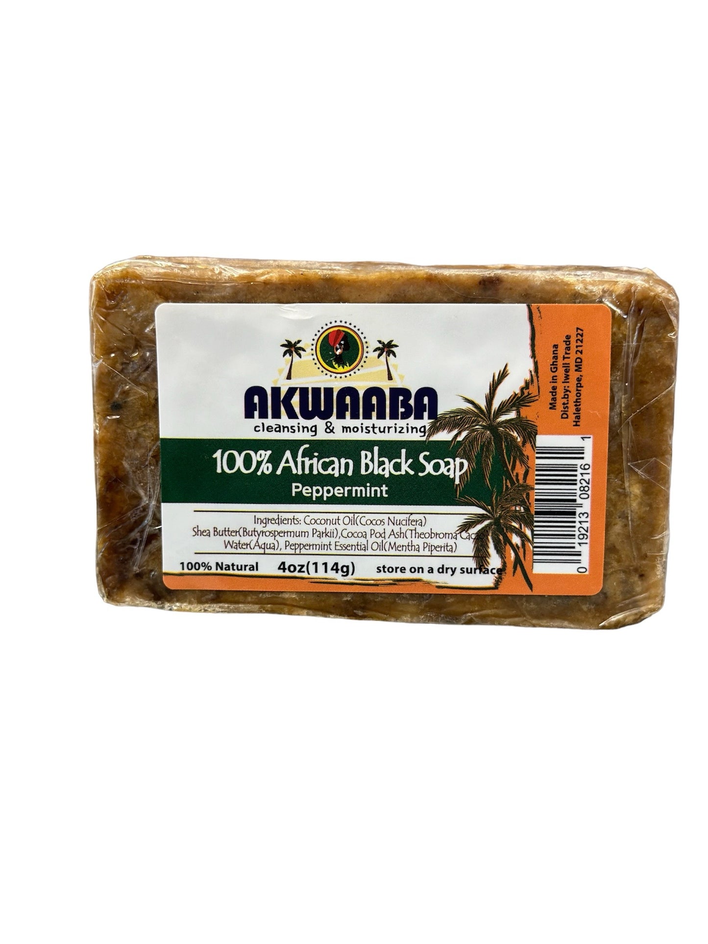 AKWAABA cleansing & moisturizing 100% African Black Soap
Peppermint Ingredients.