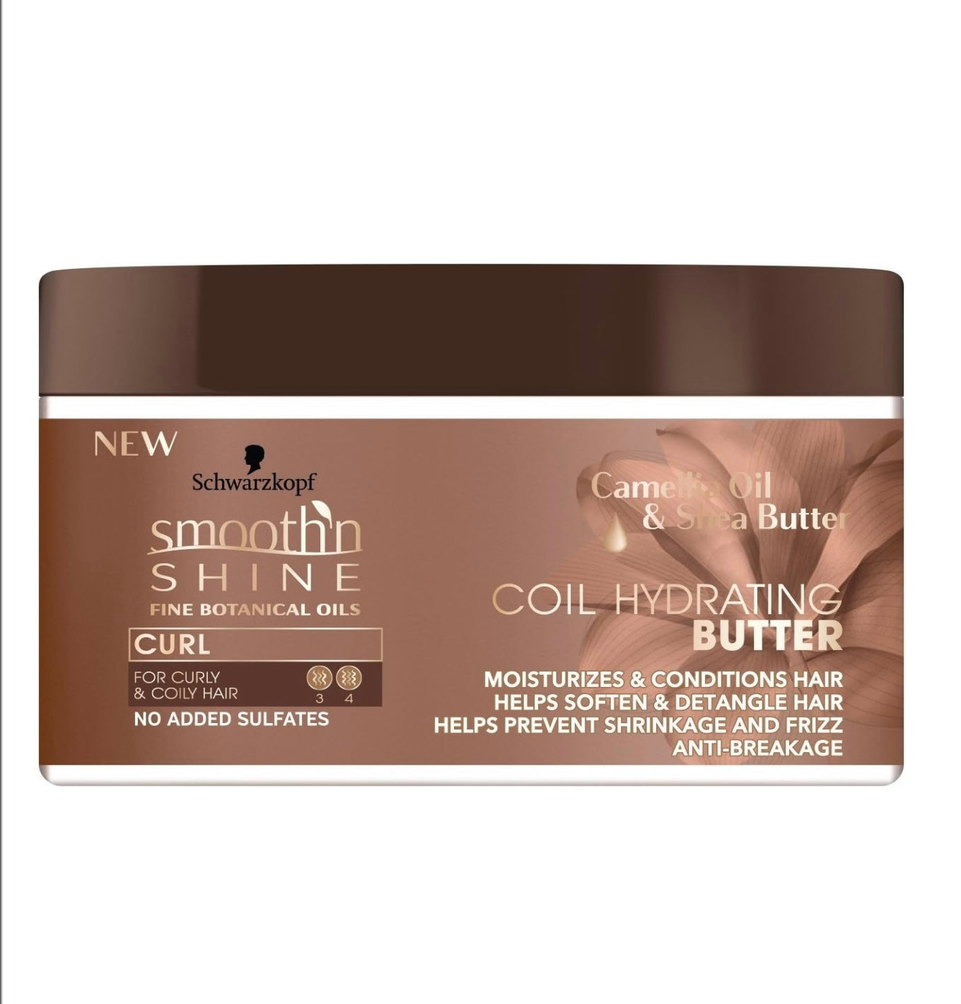 Schwarzkopf smoothn SHINE FINE BOTANICAL Camella Oil
& Shea Butte COIL HYDRATING BUTTER OILS CURL FOR CURLY & COILY HAIR NO ADDED SULFATES 10.5oz