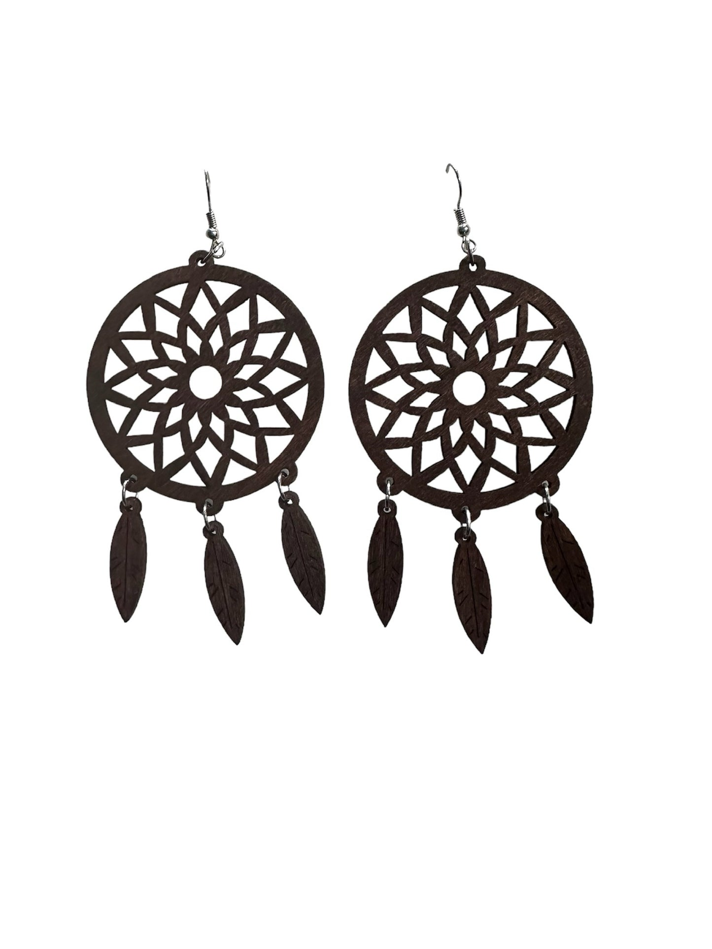 Dream Catcher Wooden Earrings