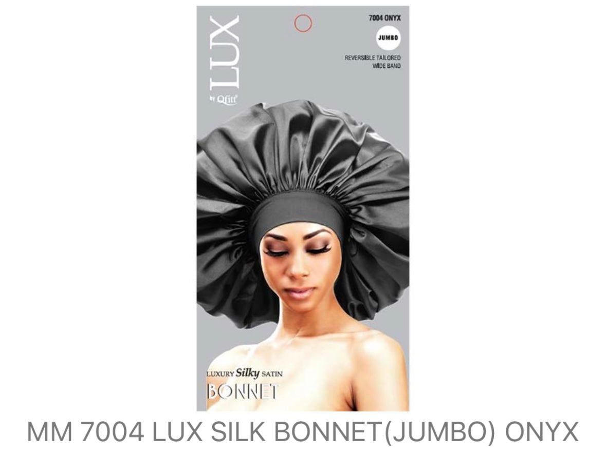 LUX By Qfitt Silky Satin Bonnet (Jumbo, Onyx)