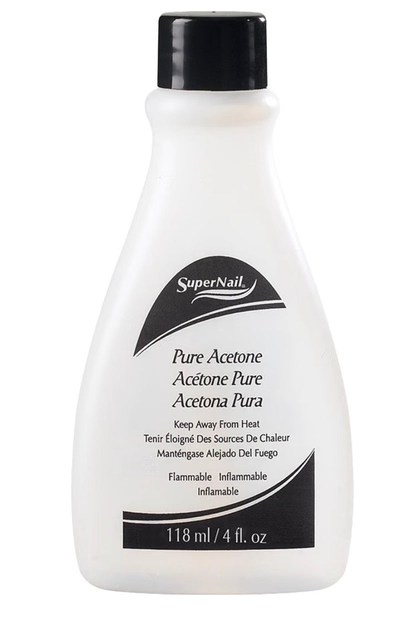 SuperNail Pure Acetone Nail Polish Remover Clear & Unscented Formula, 4oz