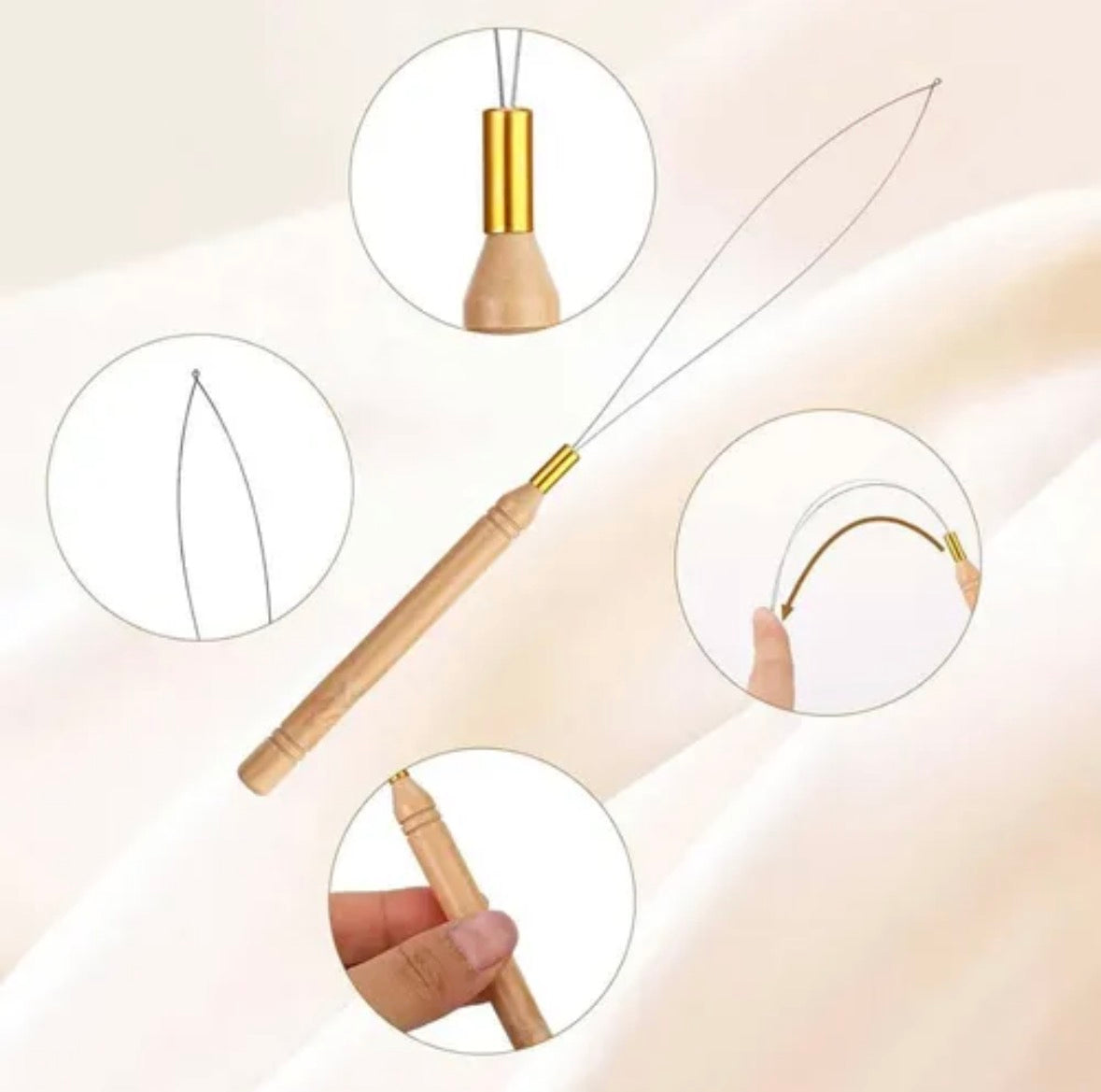 Wooden Micro Link Hair Extensions Loop Needle