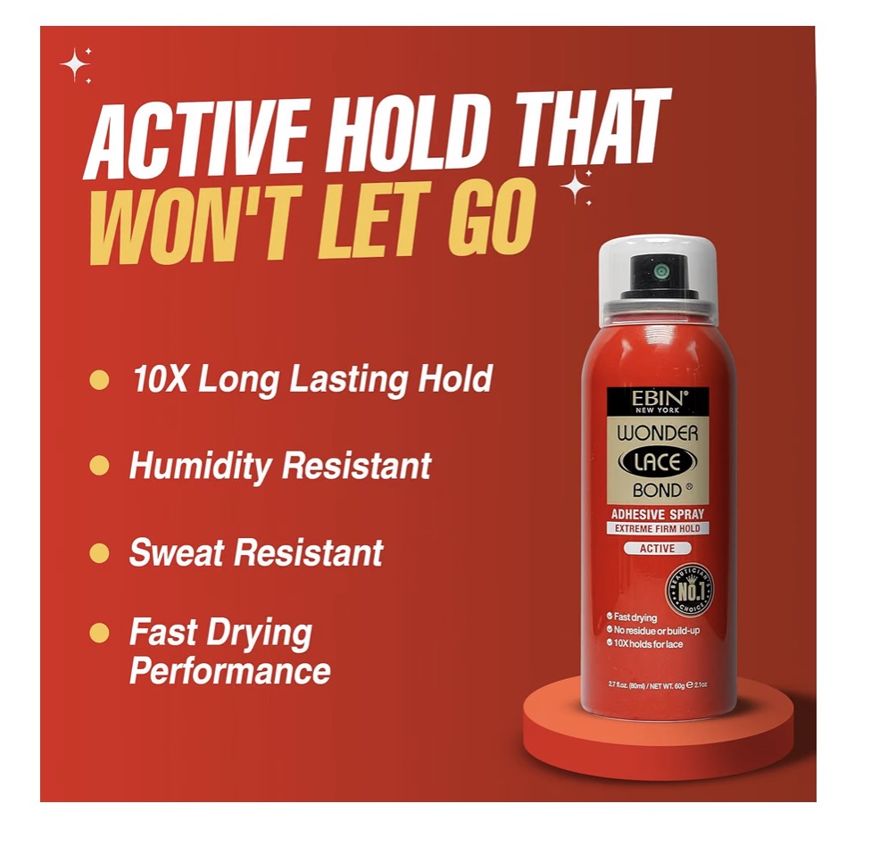 Ebin Wonder Lace Bond Adhesive Spray Extreme Firm Hold Active 1.01oz