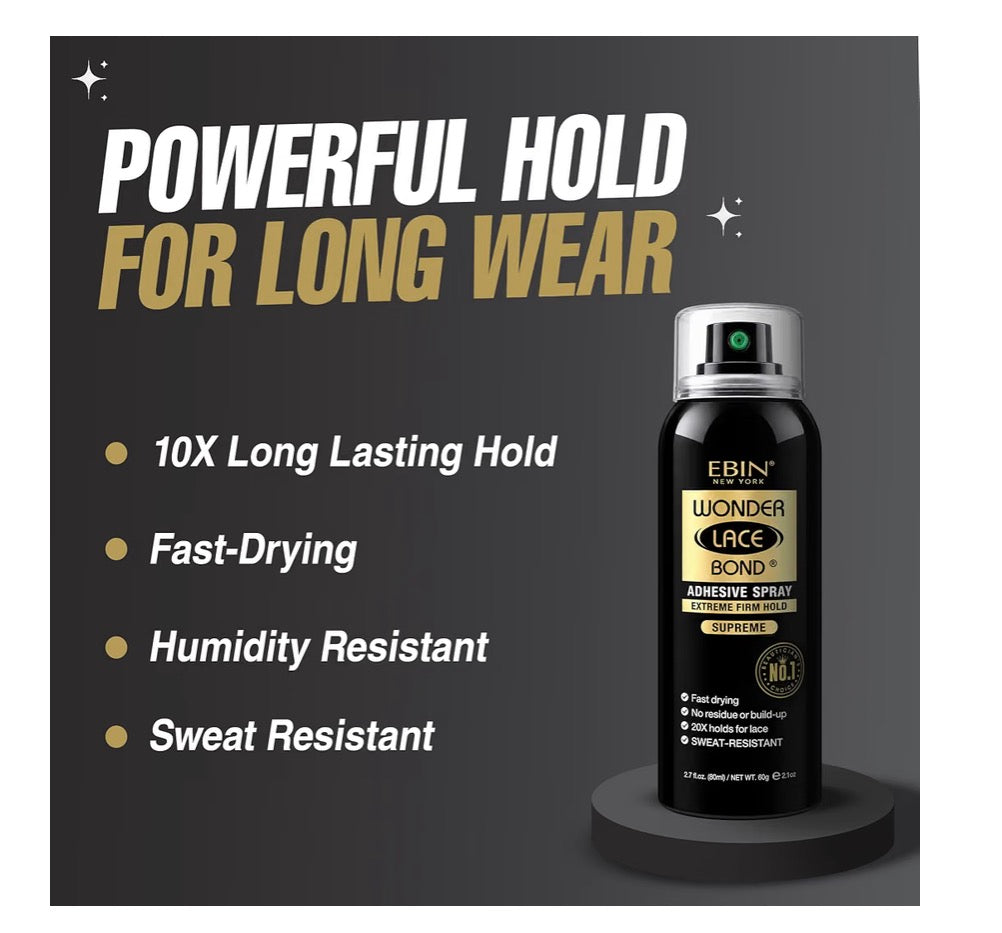 Ebin Wonder Lace Bond Adhesive Spray Extreme Firm Hold Supreme 2.7oz