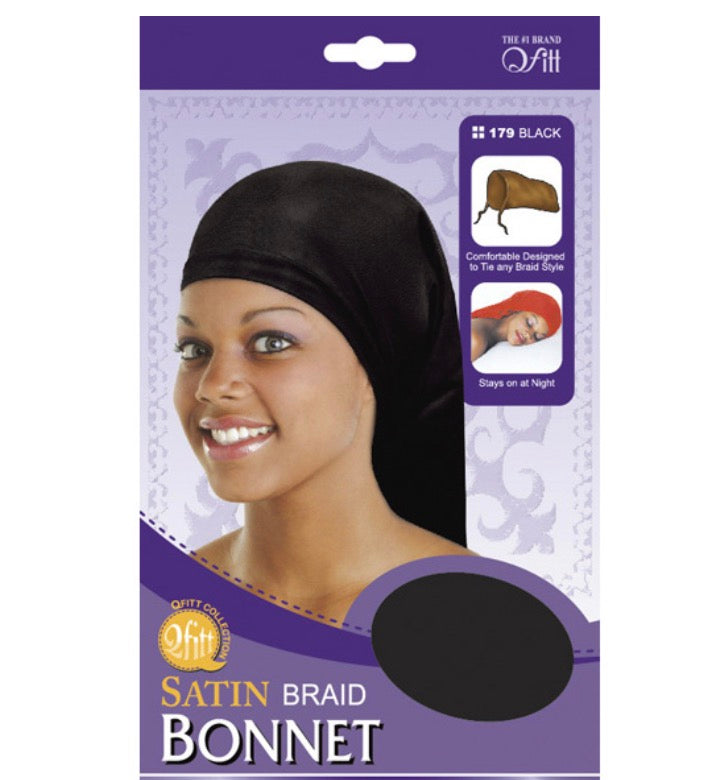 Qfitt Black Satin Braid Bonnet 179
