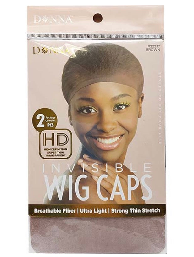 Donna HD Invisible Wig Caps, Light Brown 2pcs