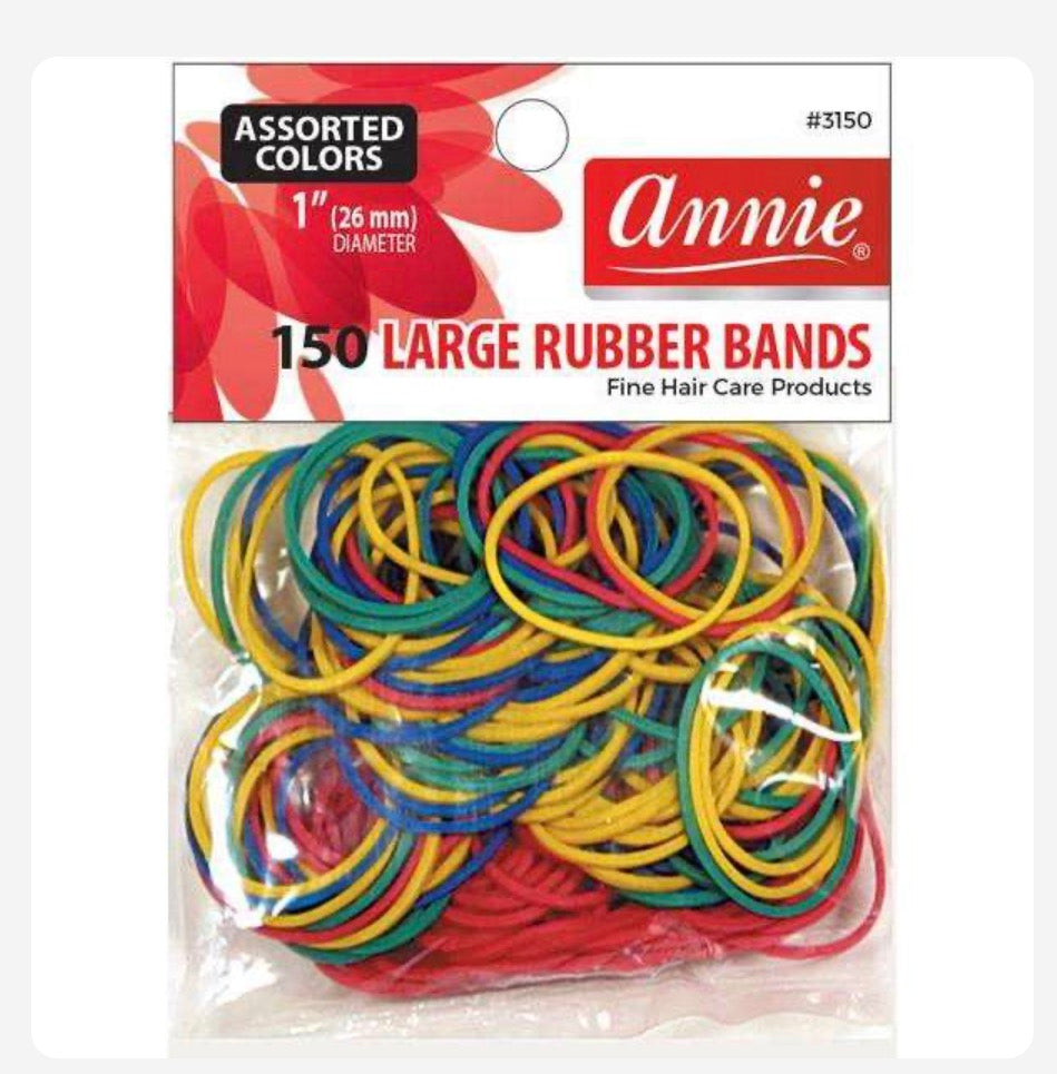 Annie Hair Rubber Band Large 26mm, 150 Count, Assorted Colors