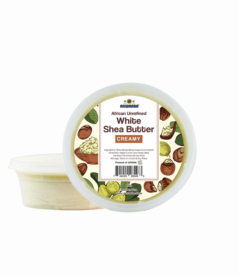 Akwaaba African Creamy White Shea Butter 8oz