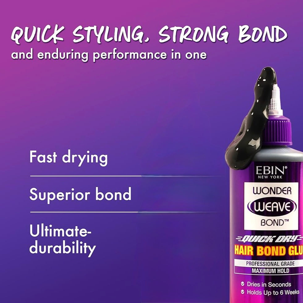EBIN NEW YORK Wonder Weave Bond Hair Bond Glue 1 Fl Oz (Black)
