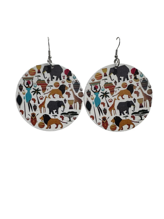 Mixed Animal Print Wooden Earrings