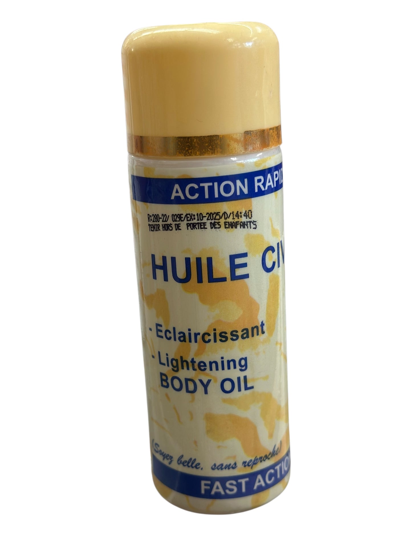 ACTION RAPI TENIR HORS DE PORTEE DES ENAFAHTS HUILE Cl • Eclaircissant
•Lightening BODY OIL.