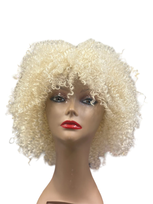 JANET NATURAL CURLY PREMIUM SYNTHETIC FIBER NATURAL AFRO LEON PLATINUM BLONDE
