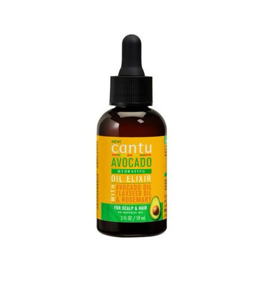 cantu AVOCADO HYDRATING OIL ELIXIR FAVOCADO OIL FLAXSEED OIL & ROSEMARY FOR SCALP & HAIR 2oz