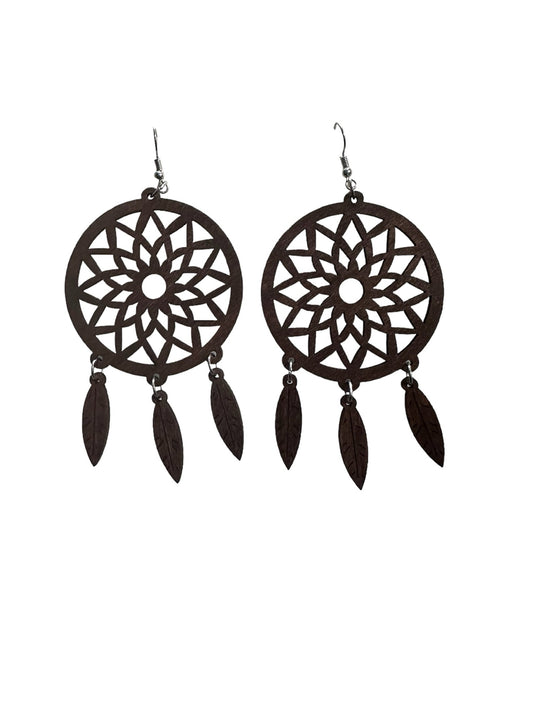 Dream Catcher Wooden Earrings