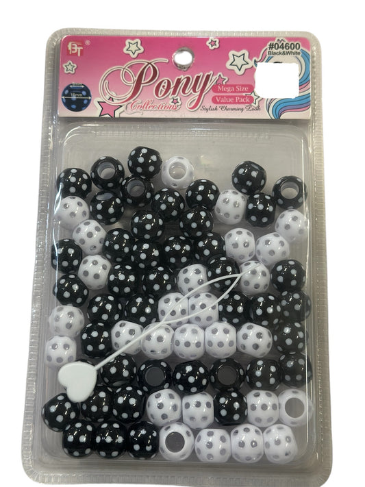 BT BLACK AND WHITE HAIR BEADS .