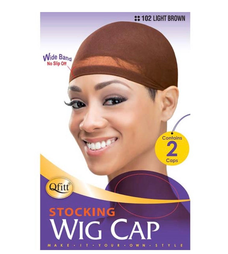 Qfitt Stocking Wig Cap Light Brown 2pcs
