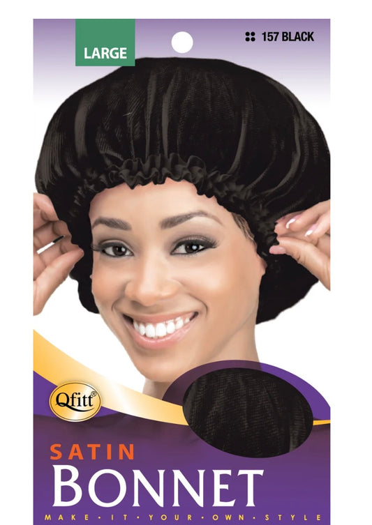 Qfitt Satin Bonnet Black Large