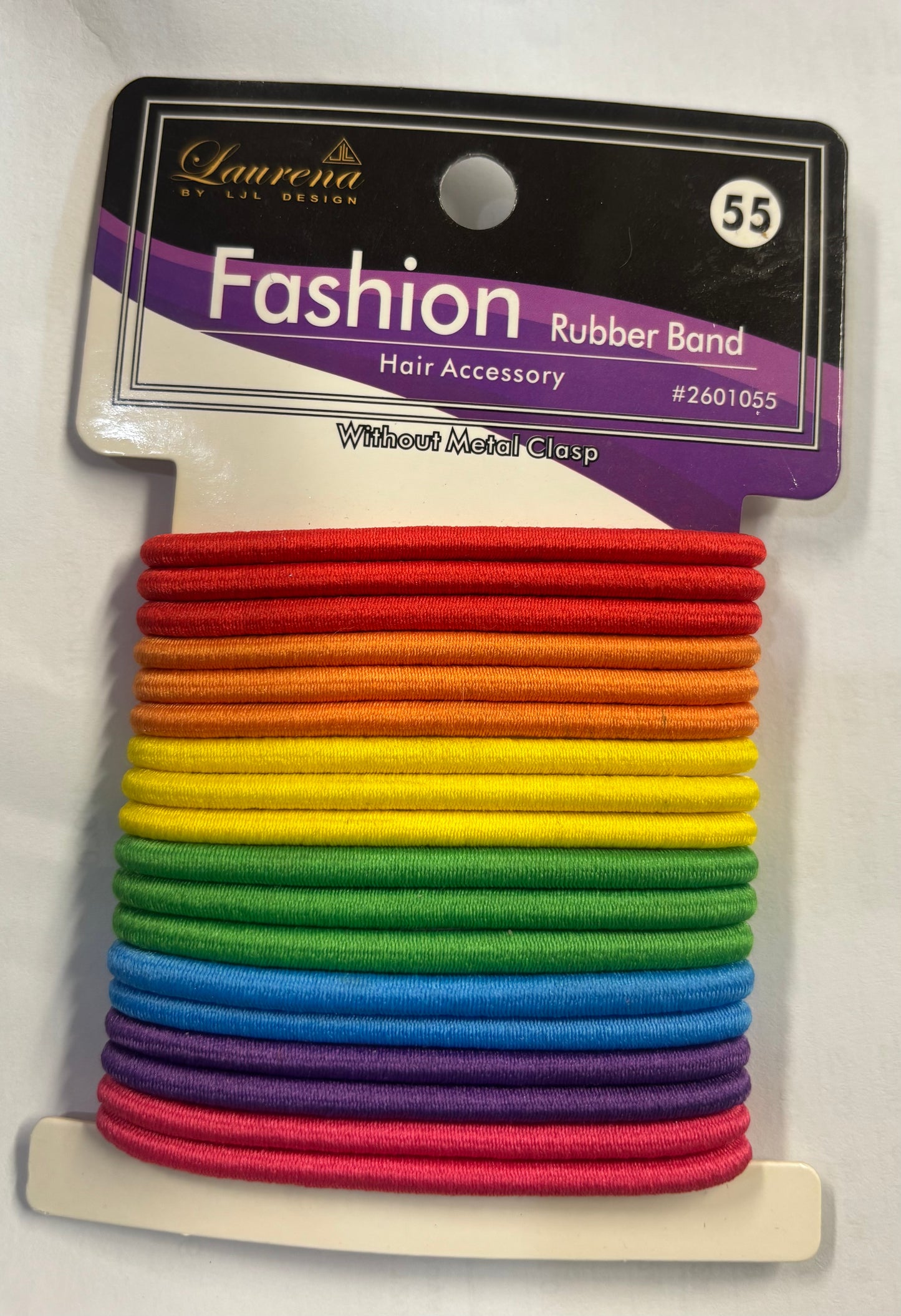 LJL Metal-Free Rubber Bands, Smooth Hair Elastics, Rainbow, for Women, Teens, Girls
