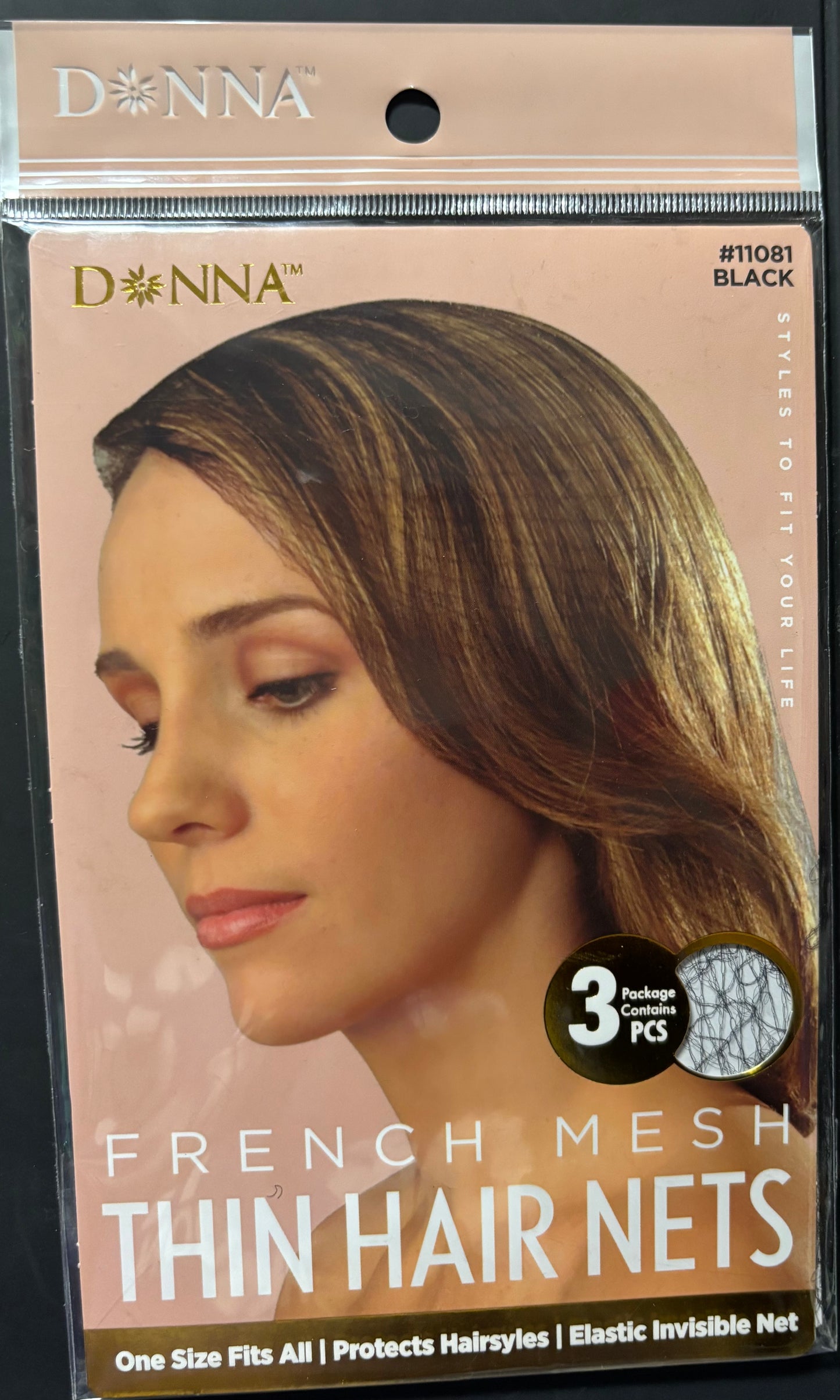 Donna French Mesh Nets, Black 3pcs