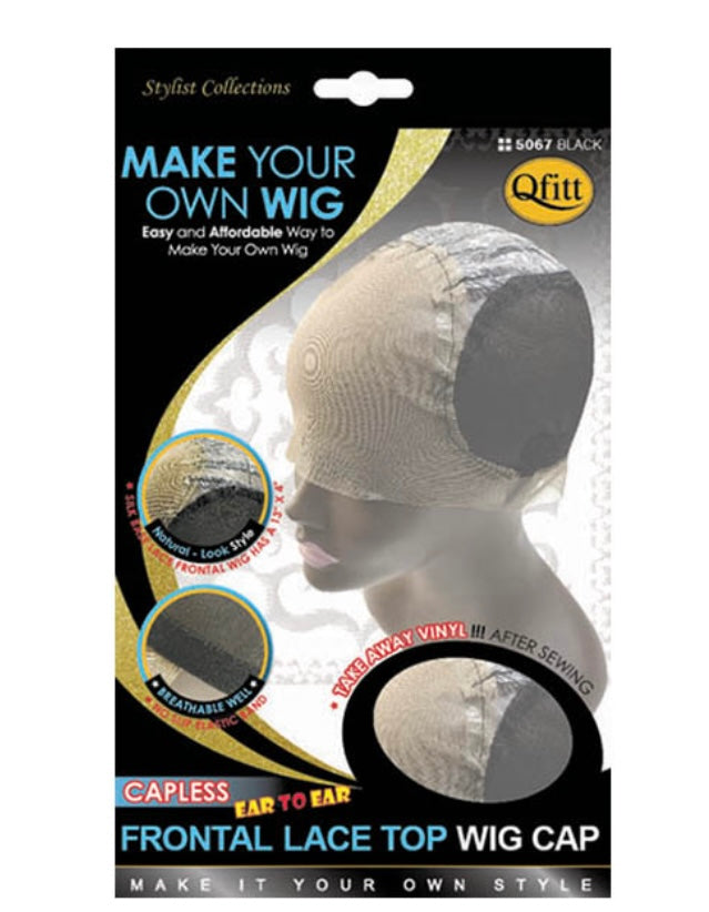 Qfitt Black Capless Wig Cap-Frontal Lace Top