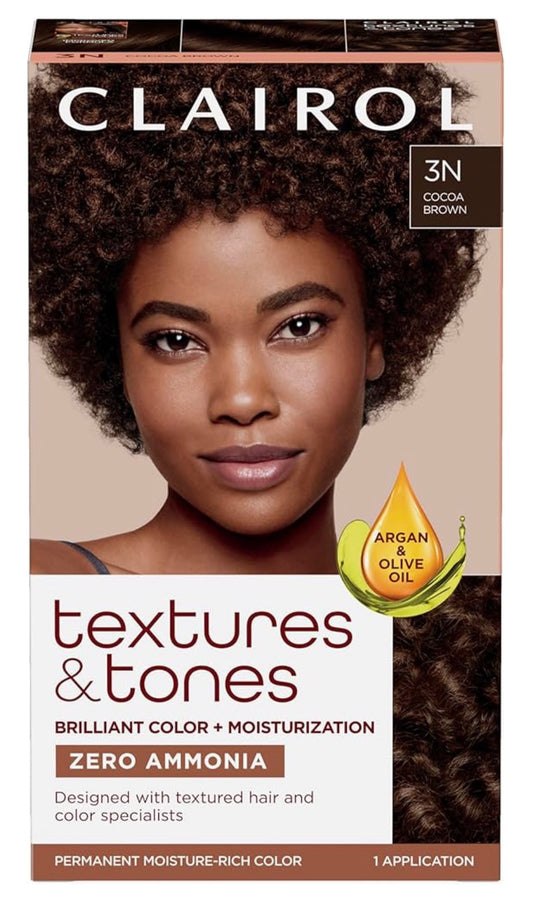 CLAIROL TEXTURES&TONES 3N COCOA BROWN HAIR COLOR.