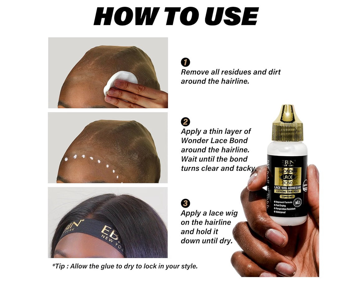 Ebin Wonder Lace Bond Glue Extreme Firm Hold Supreme 1.15oz